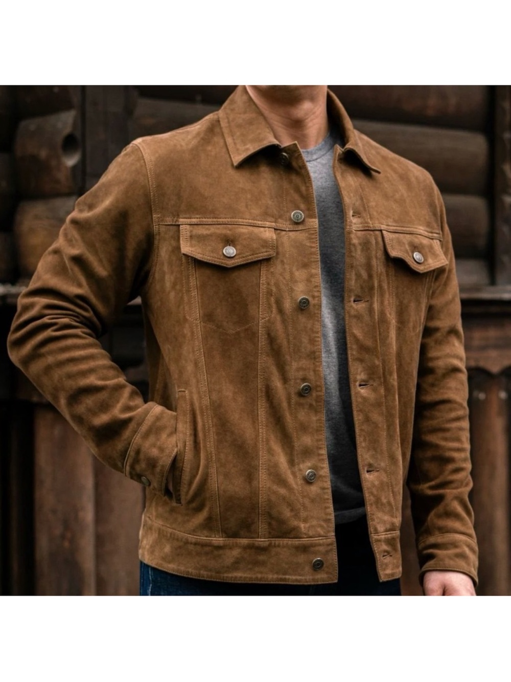 Thursday Boot Company Suede Trucker Jacket in Dusty - Size XXL